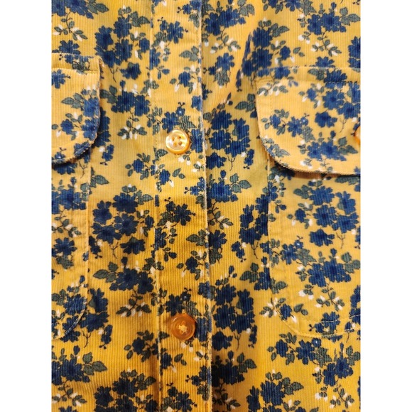 Orvis Women Yellow Floral Button-Up Corduroy Shirt Size M Casual Rugged Outdoor - Picture 5 of 13